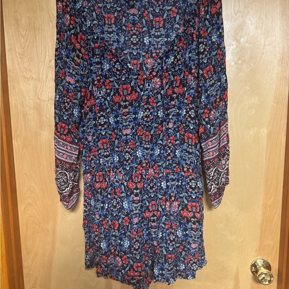 American Eagle Outfitters Blue and red flowered Ruffled Tiered romper - Picture 4 of 5